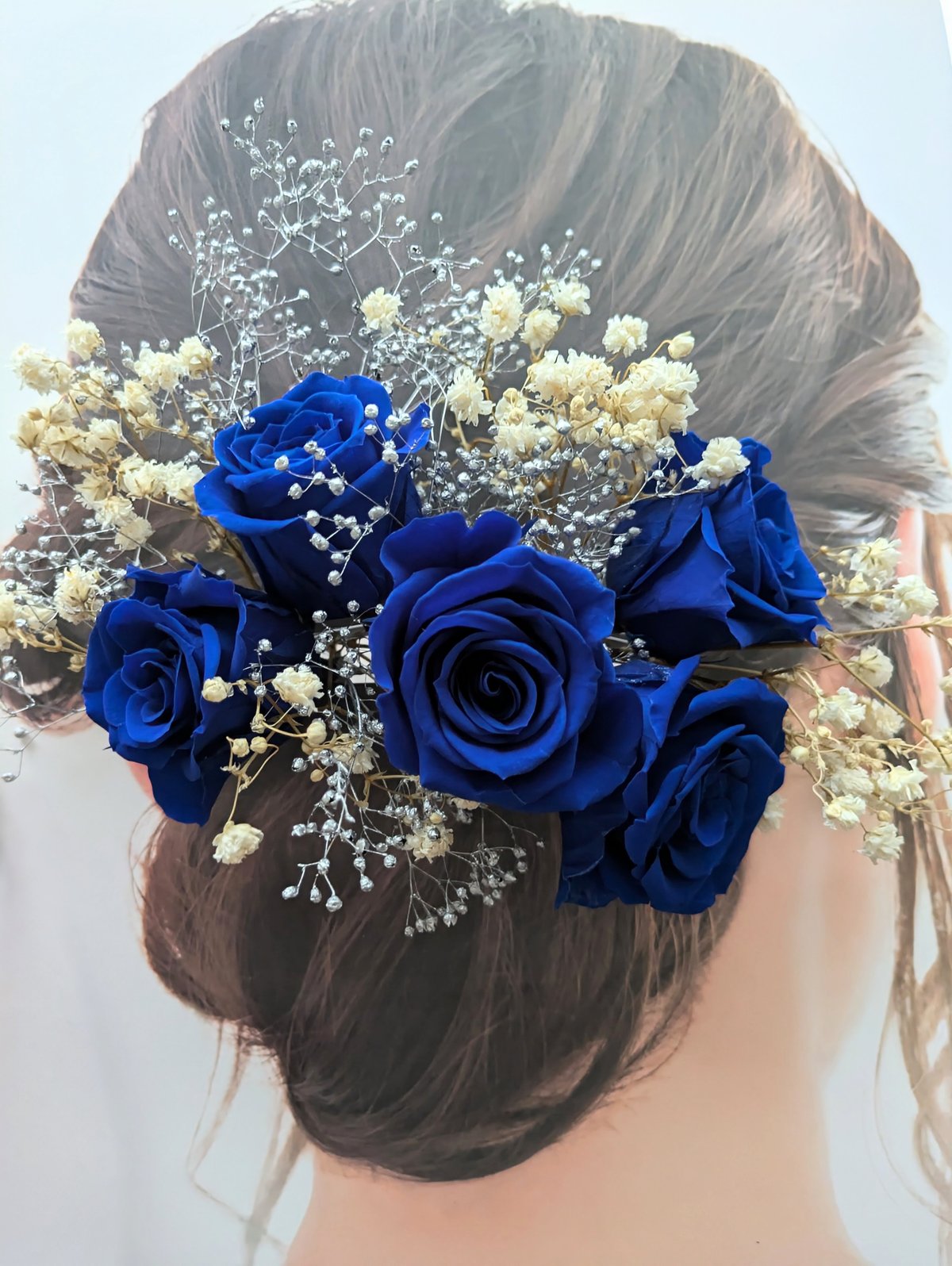ヘッドドレス／青い薔薇の髪飾りプリザーブドフラワー