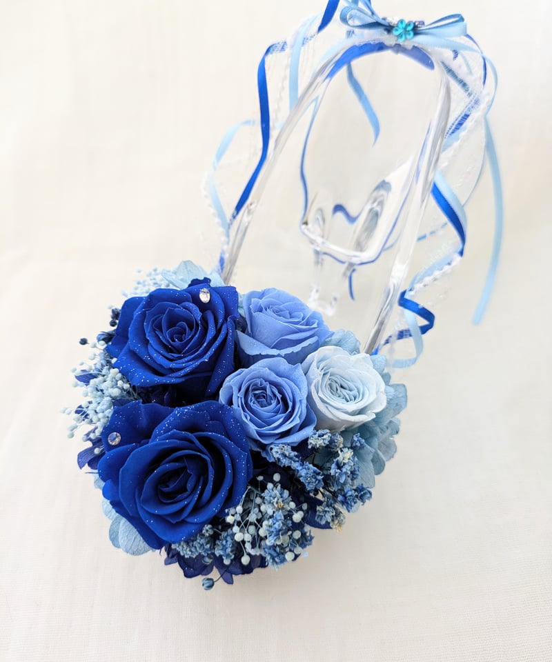 プリザーブドフラワー／ガラスの靴シリーズブルーローズの祝福の