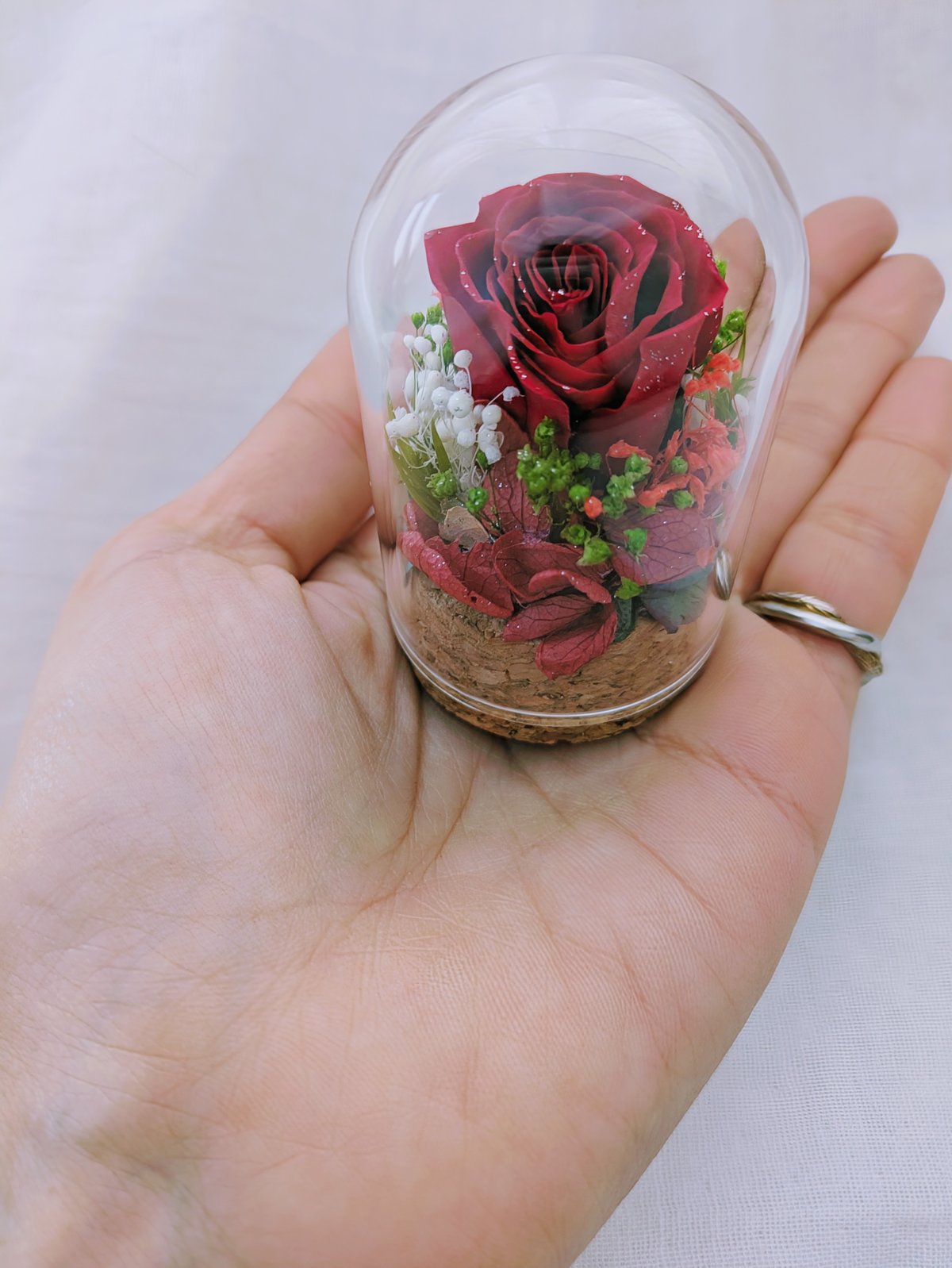 プリザーブドフラワー/ミニガラスドーム 赤いミニ薔薇のミニ プリザーブドフラワー/ミニガラスドーム 赤いミニ薔薇のミニ