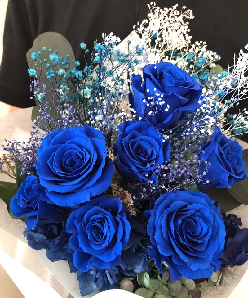 プリザーブドフラワー/青い薔薇と小花の花束 | 世都華