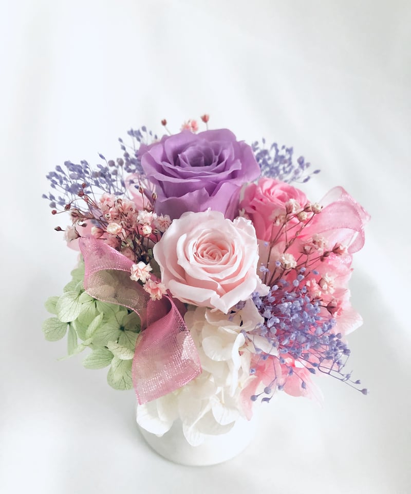 パープルローズエレガンスセット／プリザーブドフラワーギフト3種類