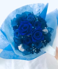 【プリザーブドフラワー／青い薔薇の花束・ラッピング付き】