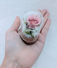 プリザーブドフラワー／ミニガラスドーム　セピアピンクローズのミニギフト