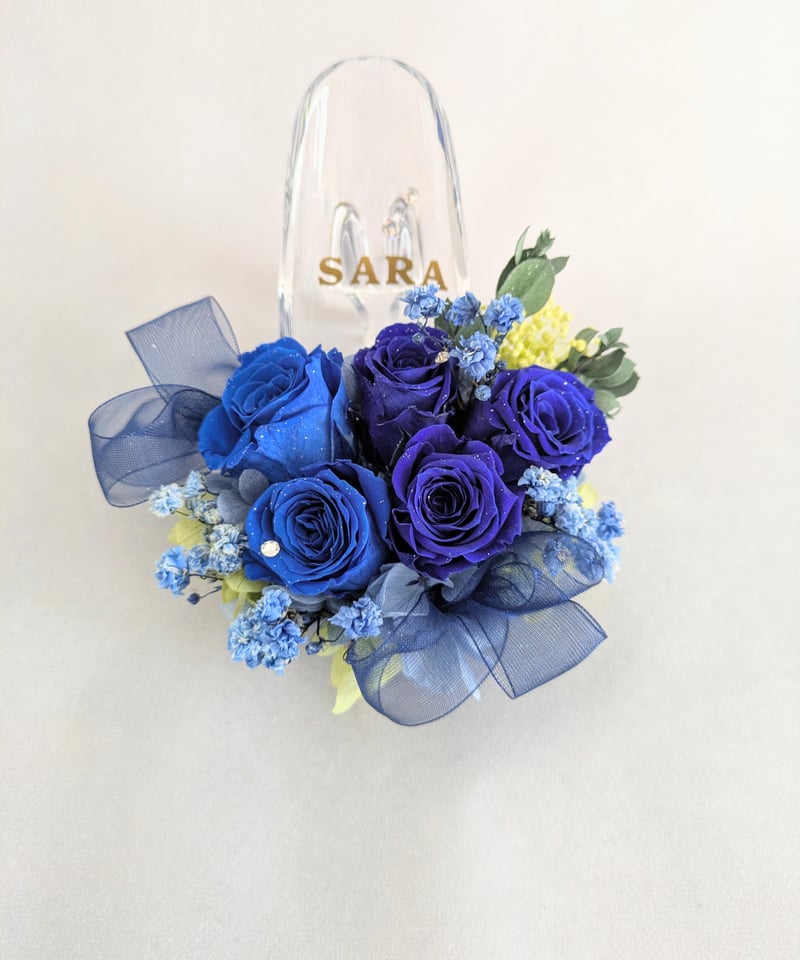 プリザーブドフラワー／ガラスの靴ミニシリーズ】青い薔薇のミニサイズ