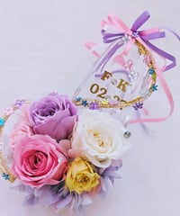 プリザーブドフラワー／ガラスの靴シリーズ黒薔薇とゴールドローズ／黒