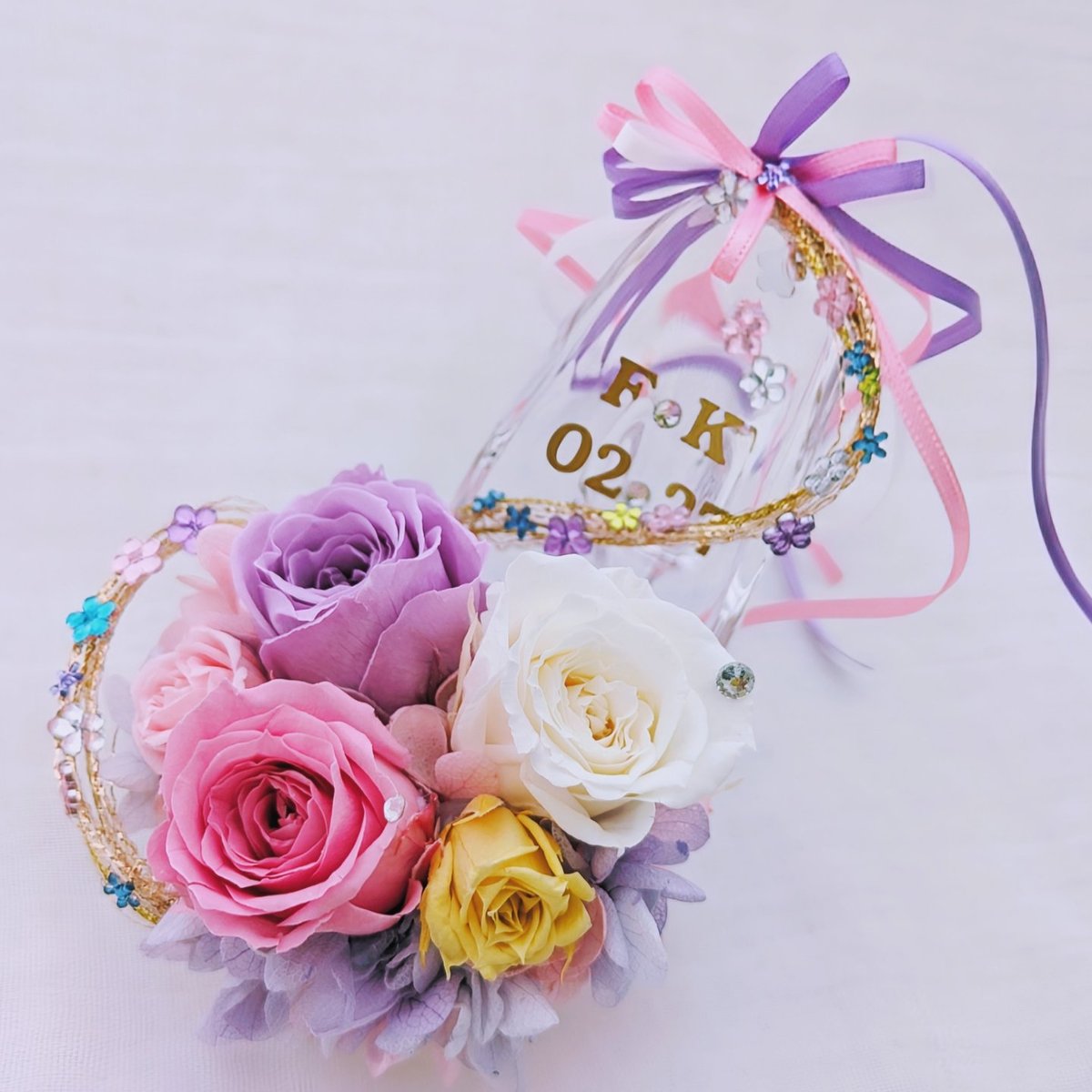 プリザーブドフラワー／ガラスの靴ミニシリーズ】パープルドレスの