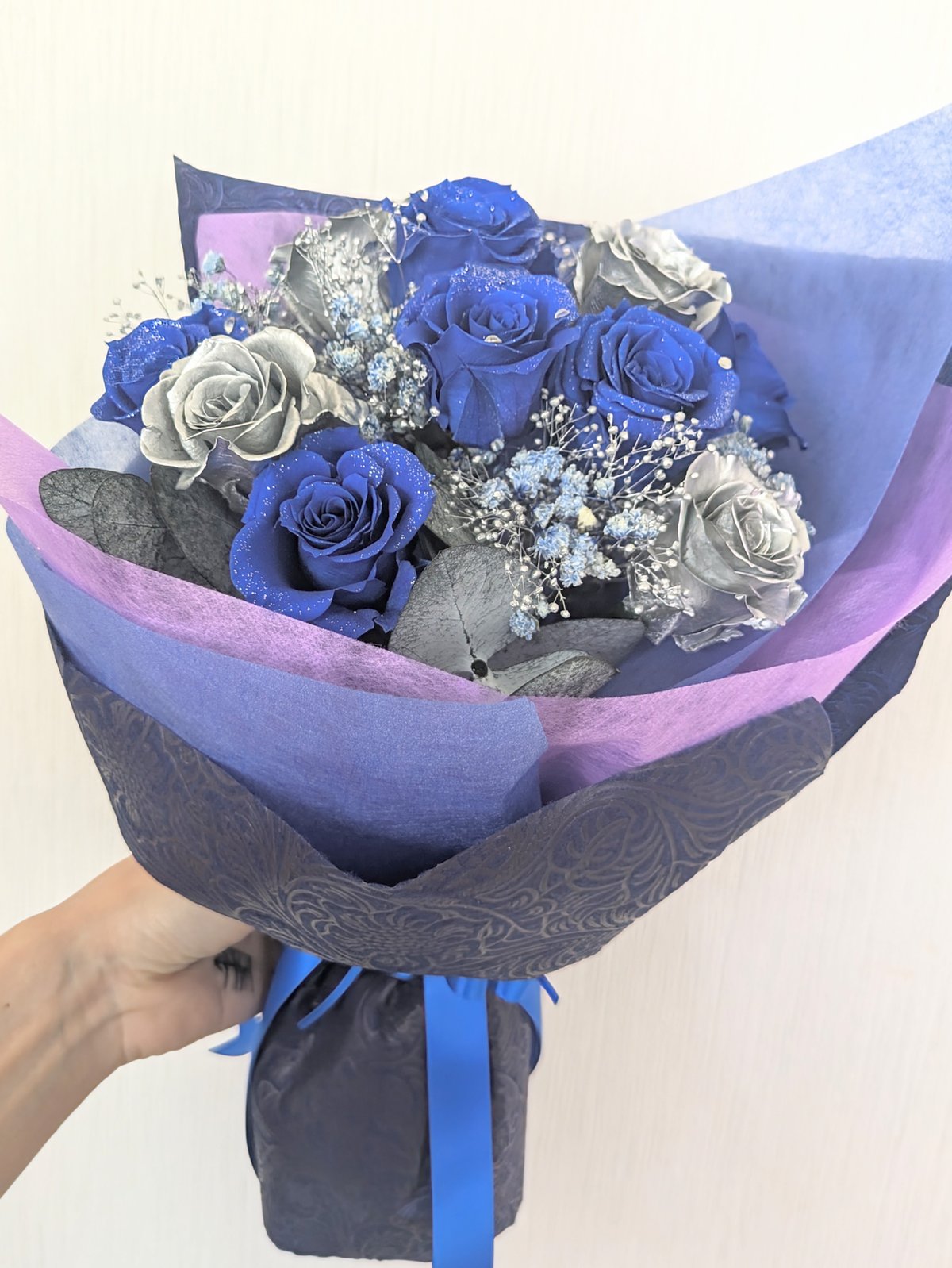 青薔薇 ブリザードフラワー 小物 直径約18cm 青薔薇 ブリザードフラワー 小物 直径約18cm DR-18 プリザーブド