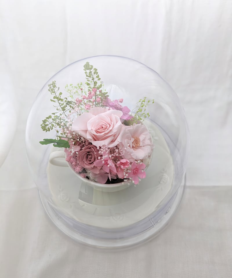 プリザーブドフラワー／カフェタイムのティーカップアレンジ／ラウンド
