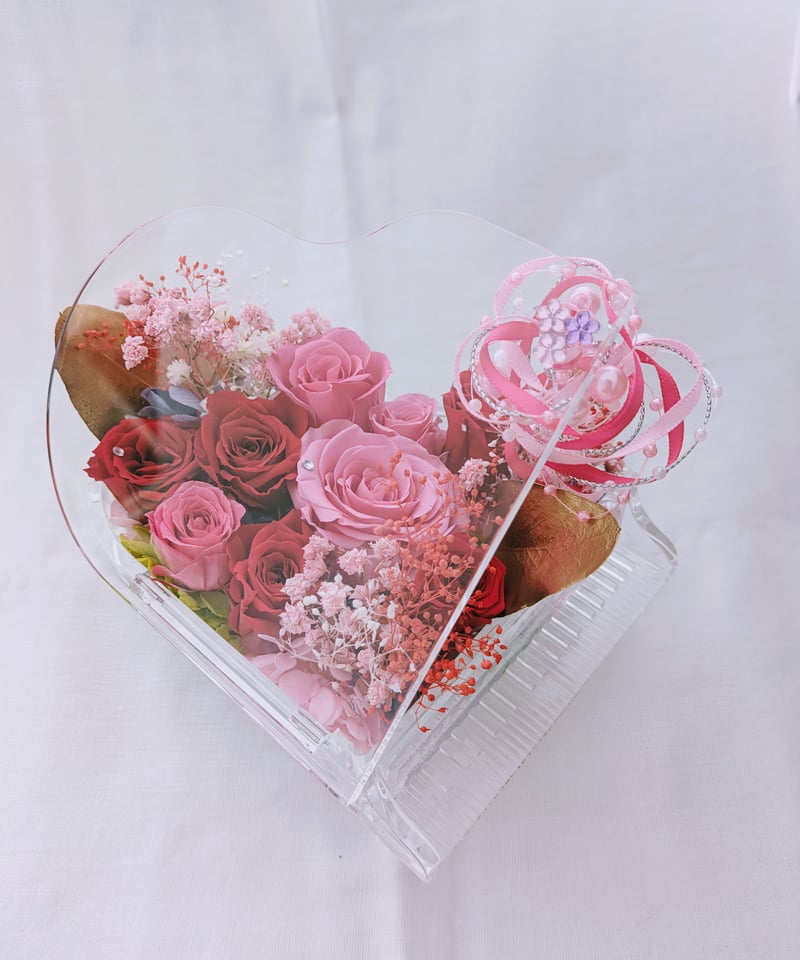 プリザーブドフラワーピアノアレンジピンクと赤い薔薇のエレガント