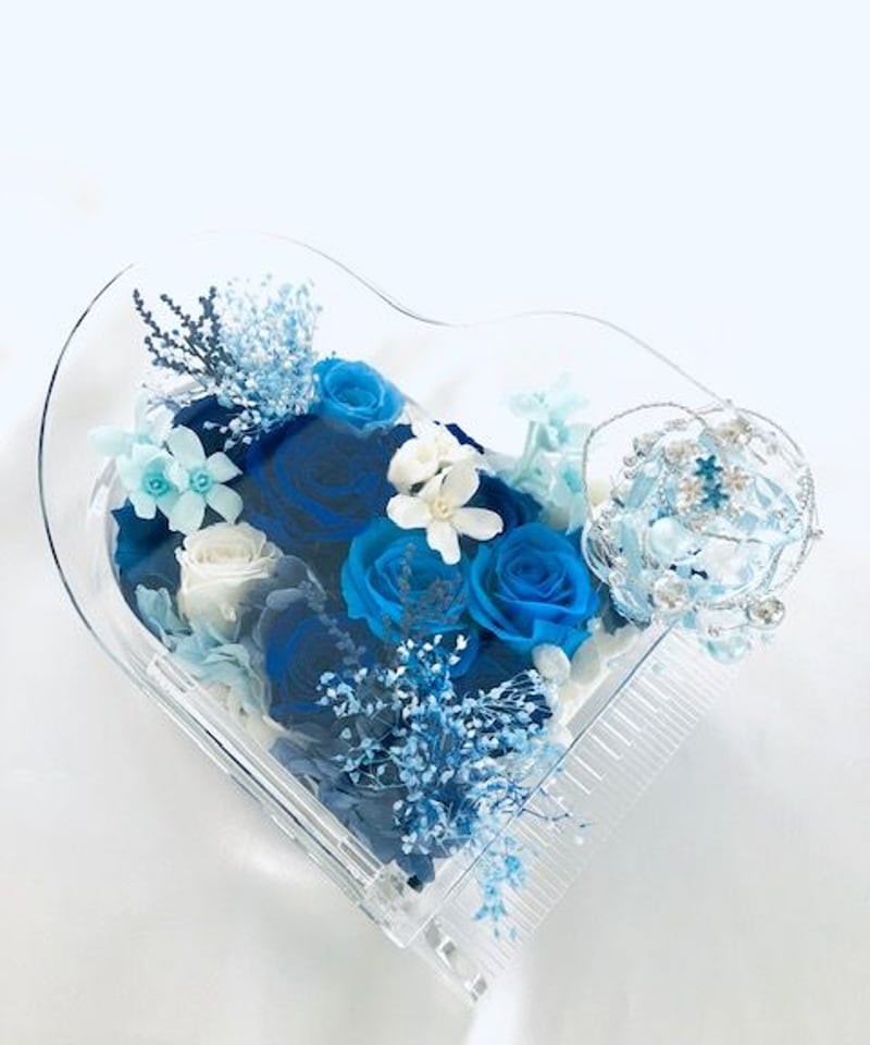 プリザーブドフラワー／グランドピアノシリーズ】青とブルーと小花の