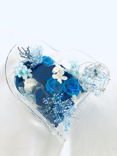 プリザーブドフラワー／グランドピアノシリーズ】青とブルーと小花の