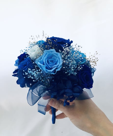 プリザーブドフラワー星空の輝きブルーローズ花束（花束ラッピング）