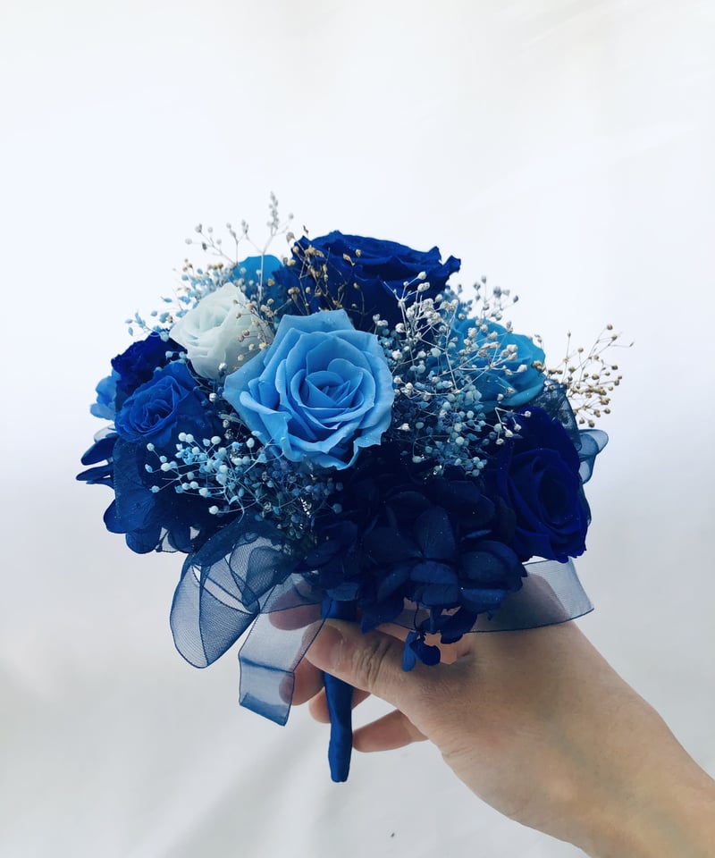 プリザーブドフラワー星空の輝きブルーローズ花束（花束ラッピング