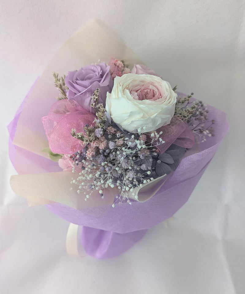 パープルローズプリンセスセット／プリザーブドフラワーギフト3種類