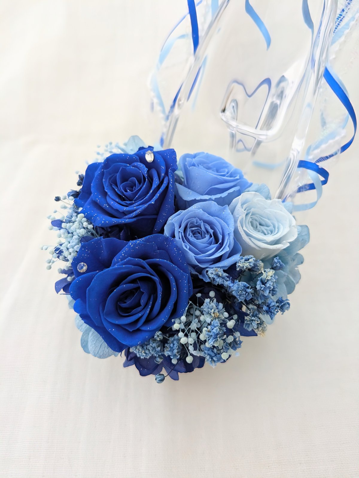 プリザーブドフラワー／ガラスの靴シリーズブルーローズの祝福の