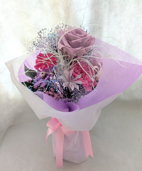 プリザーブドフラワー／パープルローズと小花のふんわり花束
