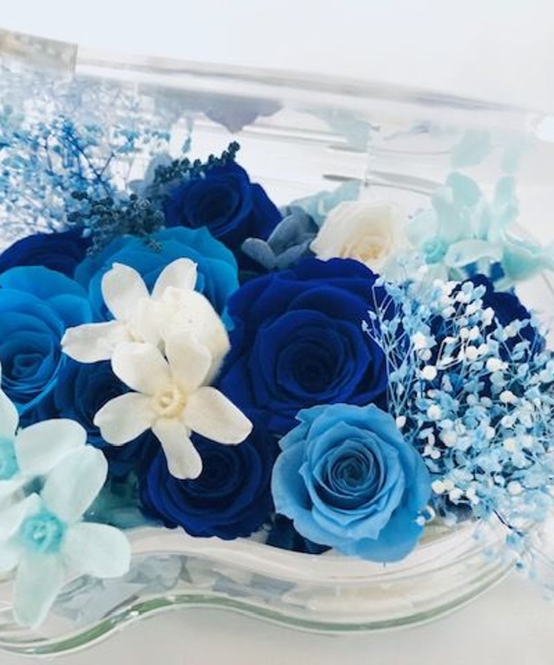 プリザーブドフラワー／グランドピアノシリーズ】青とブルーと小花の