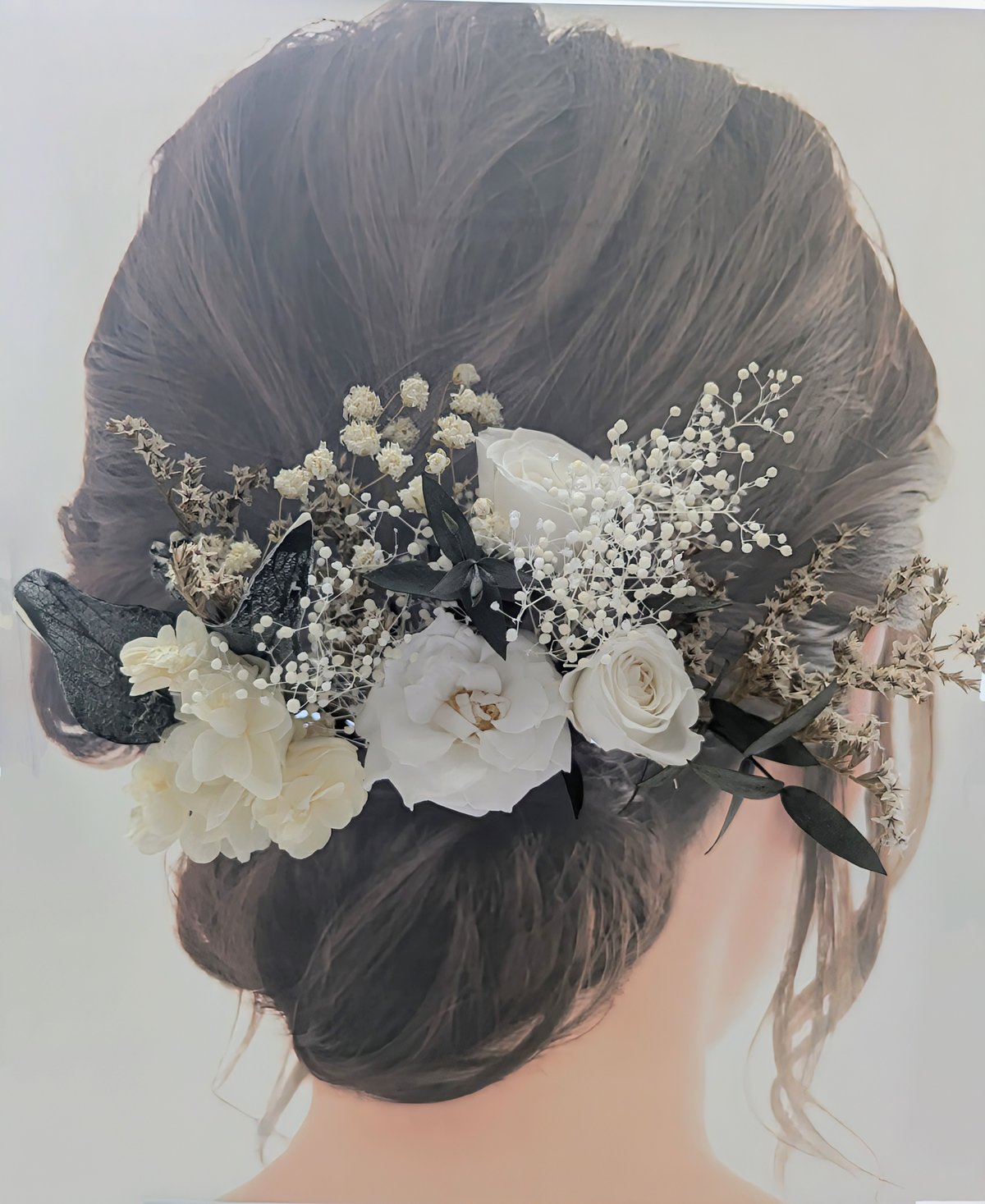 髪飾り付き　ブーケ ♥ 結婚式前撮り 花束♥プリザーブドフラワー ウエディングヘッドドレス／髪飾りプリザーブドフラワー／前撮り