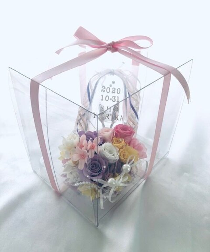 プリザーブドフラワーガラスの靴アレンジ／プリンセスの夢／フラワー