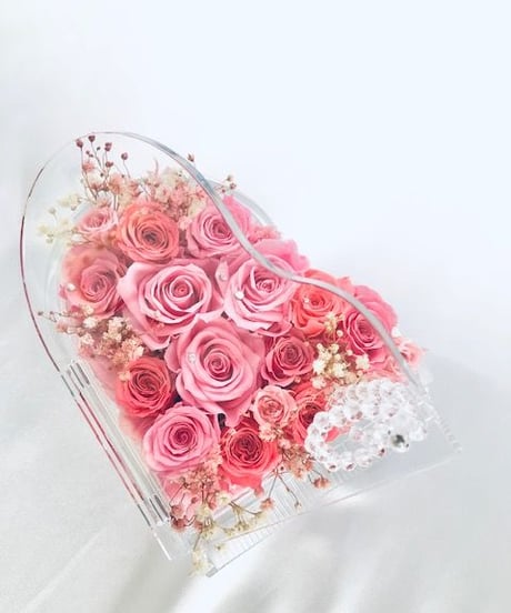 【プリザーブドフラワー／グランドピアノシリーズ】優しいエレガントなピンクの薔薇の愛