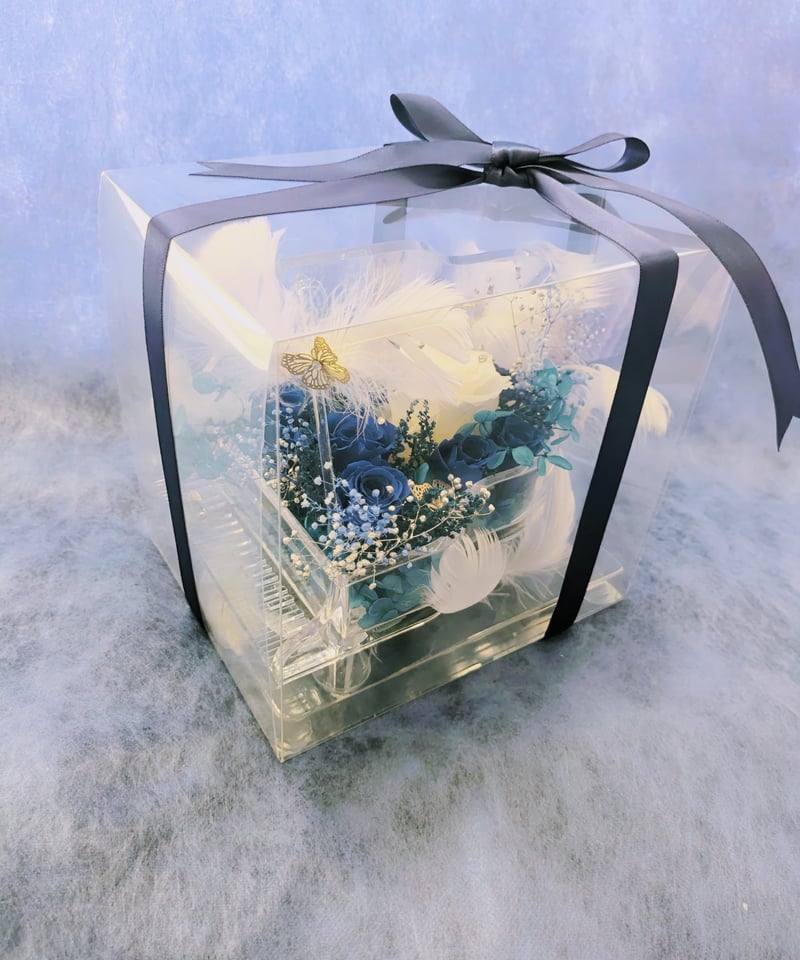 プリザーブドフラワー／グランドピアノシリーズ／ブルーローズと白薔薇