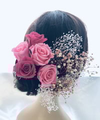 ウエディングヘッドドレス／髪飾りプリザーブドフラワー／前撮り
