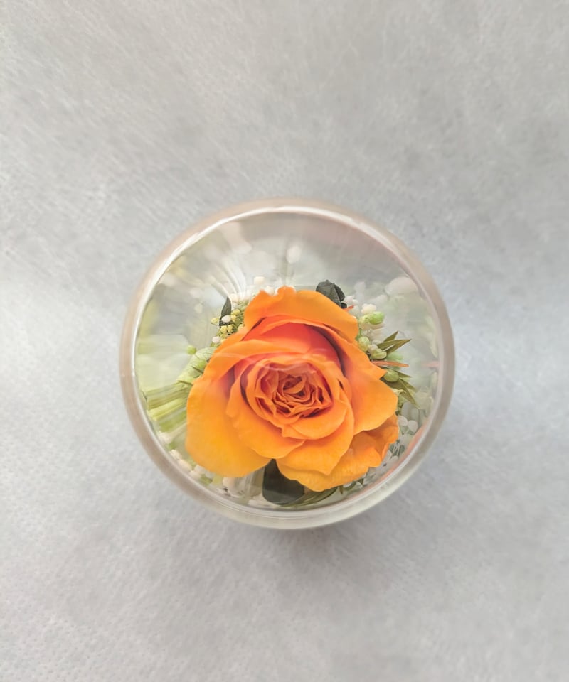 プリザーブドフラワー／オレンジローズと小花のミニガラスボトルギフト