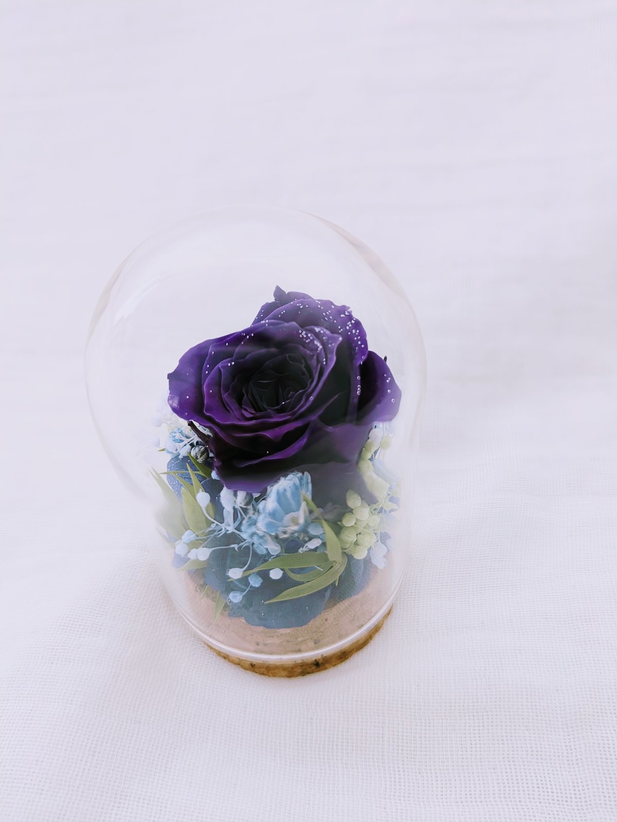 ROSE GALLERYプリザーブドフラワー　ブルー　ガラスドーム付き 青いバラ プリザーブドフラワー ガラスドーム | プリザーブド