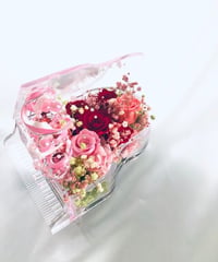 プリザーブドフラワー花束／パープルピンクローズとかすみ草のふんわりエレガンス プリザーブドフラワー花束／パープルピンクローズとかすみ草のふんわり