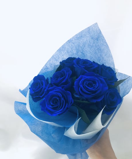 プリザーブドフラワー青い薔薇9輪の花束
