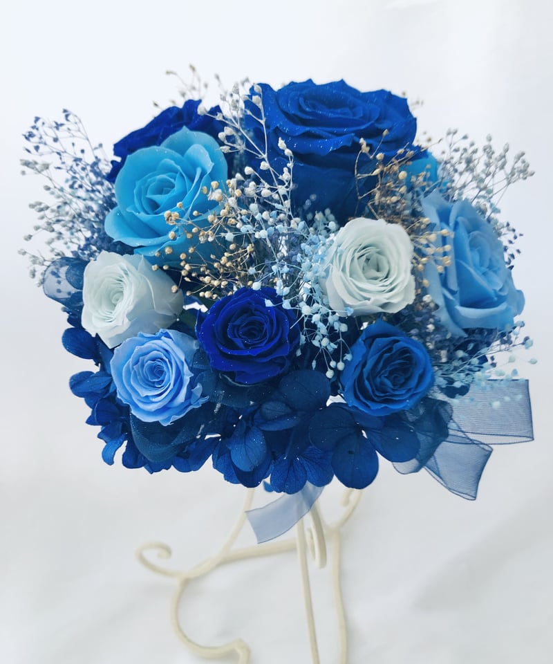 プリザーブドフラワー星空の輝きブルーローズ花束（花束ラッピング