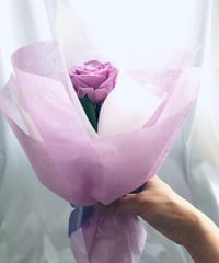 【プリザーブドフラワー／紫の薔薇のふんわり一輪ラッピング】