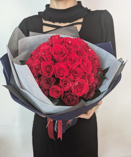 赤い薔薇50本の花束／プリザーブドフラワー永遠の愛♡無条件の愛／記念日