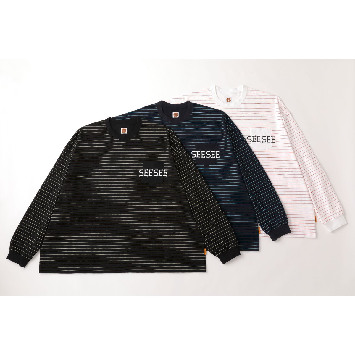 【L14】SEE SEE SUPER BIG FLAT LS BOADER POCKET TEE