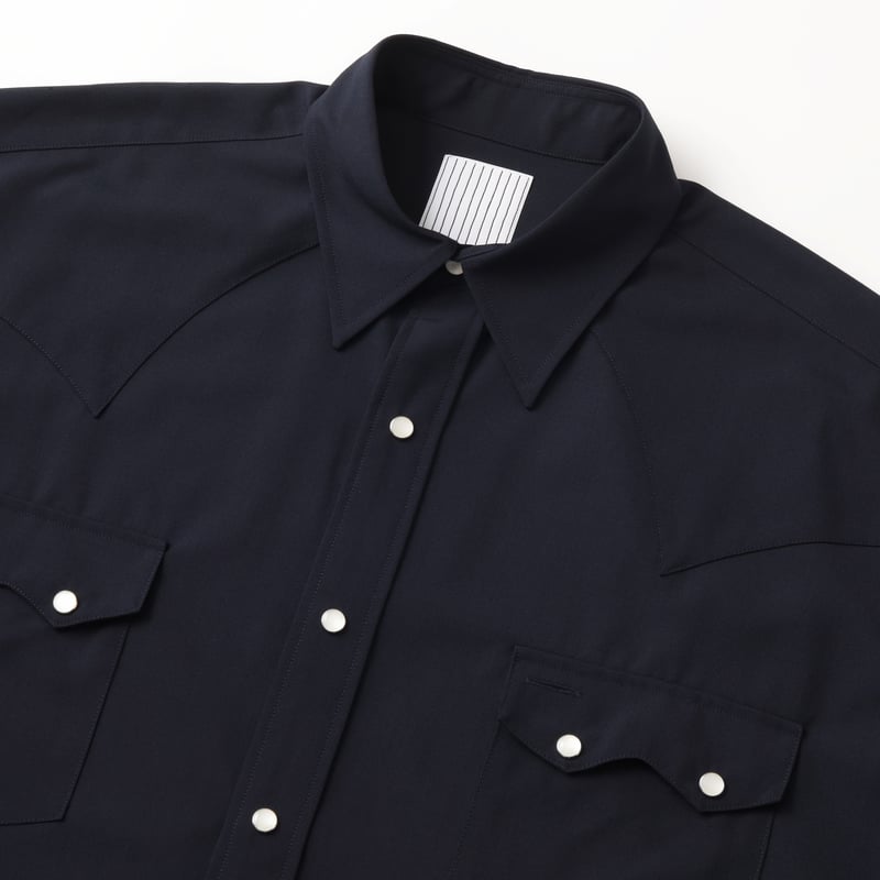 XL ネイビー】SEE SEE WOOL SNAP SHIRTS