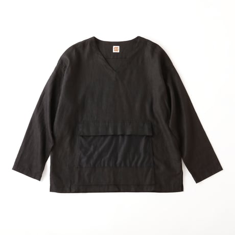 SEE SEE ヤエイ PULLOVER SHIRTS BLACK LINEN