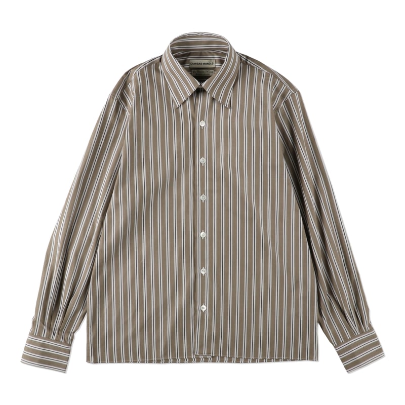 CAMISAS MANOLO WHITE STRIPE BROWN CAMISA SHIRT【
