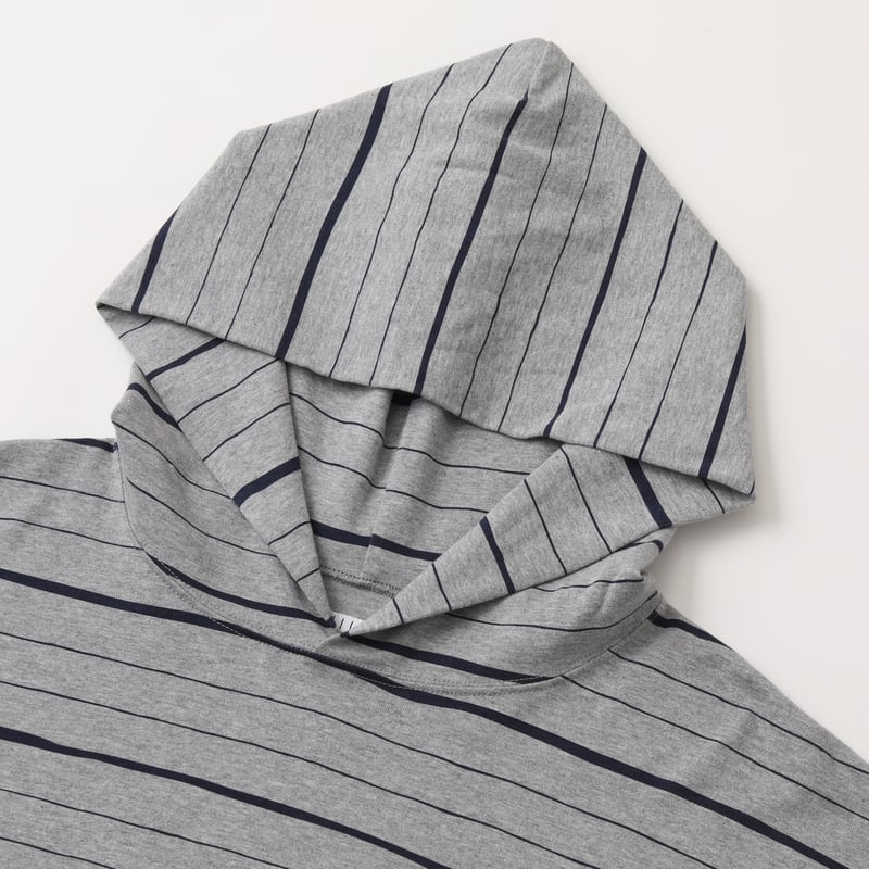 S.F.C HOODIE MIX SIDE STRIPES LS TEE Grey-Navy【