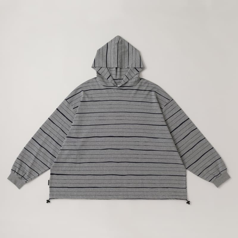 S.F.C HOODIE MIX SIDE STRIPES LS TEE Grey-Navy【 