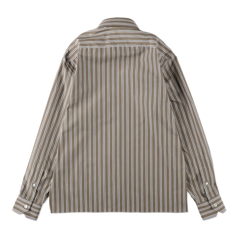 CAMISAS MANOLO WHITE STRIPE BROWN CAMISA SHIRT【