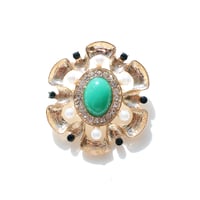 Green &Pearl &rhinestone brooch