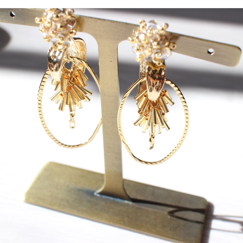 #1059A 2way ゴールド ボタン ハンドメイド ピアス イヤリング 1059A 2way ゴールド ボタン ハンドメイド ピアス イヤリング