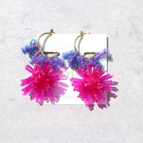 Spark hoop /// Clear Blue & Pink