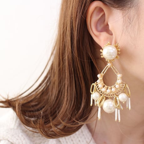 2WAY // Antique gold & big pearl