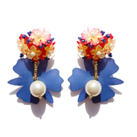 Multi Flower /// Orange red & Navy