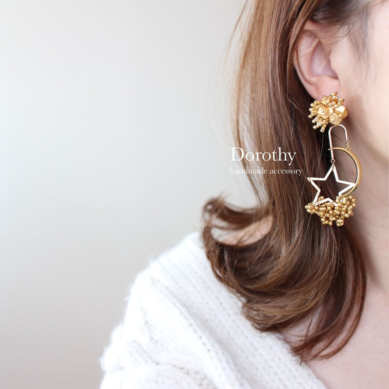UN3D 2WAY FULL MOON ピアス The Moon & Star /// gold • silver | Dorothy