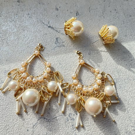 2WAY // Antique gold & big pearl