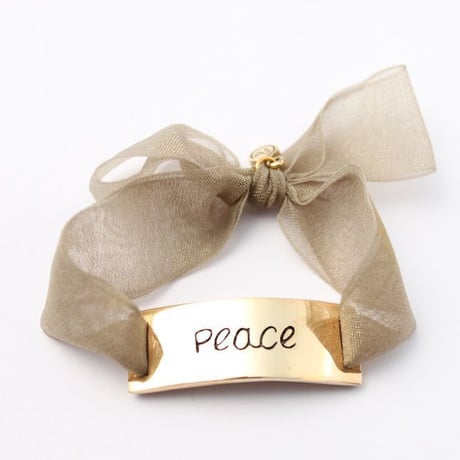Charm Bracelet "Peace" - Gold - Organdy ribbon