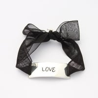 Charm Bracelet "Love" - Silver - Organdy ribbon