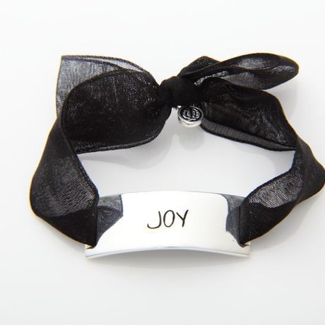 Charm Bracelet "Joy" - Silver - Organdy ribbon